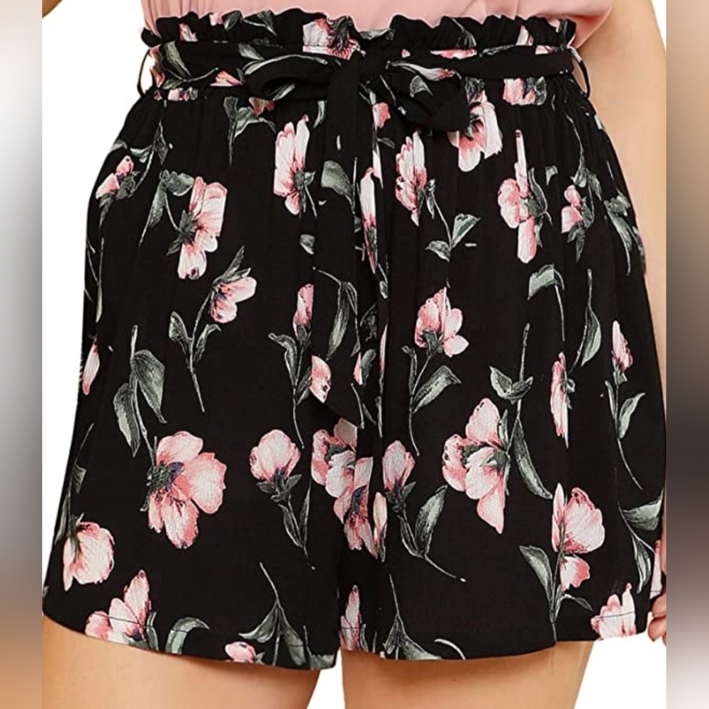 Women's Plus Size Floral Shorts Summer Casual Elastic Waist